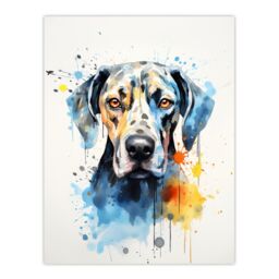 "Artery8 Wall Art Print Great Dane Lovers Gift Watercolour Pet Portrait Painting Artwork Poster - Size: W18"" x H24""" - thumbnail 1