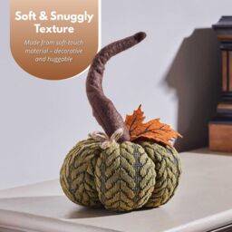 Marco Paul 13cm Green Plush Pumpkin Soft Fabric Autumn Decoration for Halloween & Seasonal Displays - thumbnail 5