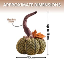 Marco Paul 13cm Green Plush Pumpkin Soft Fabric Autumn Decoration for Halloween & Seasonal Displays - thumbnail 2