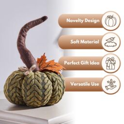 Marco Paul 13cm Green Plush Pumpkin Soft Fabric Autumn Decoration for Halloween & Seasonal Displays - thumbnail 4