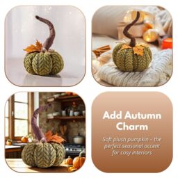 Marco Paul 13cm Green Plush Pumpkin Soft Fabric Autumn Decoration for Halloween & Seasonal Displays - thumbnail 8