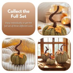 Marco Paul 13cm Green Plush Pumpkin Soft Fabric Autumn Decoration for Halloween & Seasonal Displays - thumbnail 6