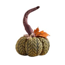 Marco Paul 13cm Green Plush Pumpkin Soft Fabric Autumn Decoration for Halloween & Seasonal Displays - thumbnail 3