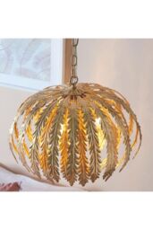 Netlighting Delphine Floral Leaves 3 Light Spherical Pendant Gold Paint E14 - thumbnail 6