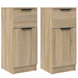 Berkfield Home Sideboards 2 pcs Sonoma Oak 30x30x70 cm Engineered Wood in Brown - Size: 30 x 30 x 70 cm - thumbnail 2