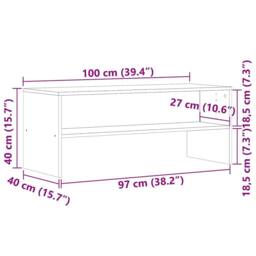 Berkfield Home TV Cabinet Old Wood 100x40x40 cm Engineered Wood in Brown - Size: 100 x 40 x 40 cm - thumbnail 9