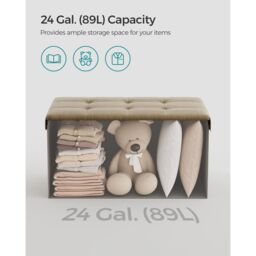 SONGMICS Medium Storage Ottoman Bench Folding Foot Rest End Bed Easy Assembly in Camel - thumbnail 4
