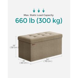 SONGMICS Medium Storage Ottoman Bench Folding Foot Rest End Bed Easy Assembly in Camel - thumbnail 2