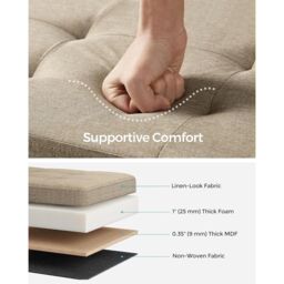 SONGMICS Medium Storage Ottoman Bench Folding Foot Rest End Bed Easy Assembly in Camel - thumbnail 3