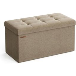 SONGMICS Medium Storage Ottoman Bench Folding Foot Rest End Bed Easy Assembly in Camel - thumbnail 6