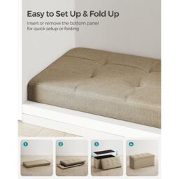 SONGMICS Medium Storage Ottoman Bench Folding Foot Rest End Bed Easy Assembly in Camel - thumbnail 5