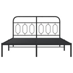 Berkfield Home Metal Bed Frame without Mattress with Headboard Black 150x200cm - Size: 150x200 cm - thumbnail 4