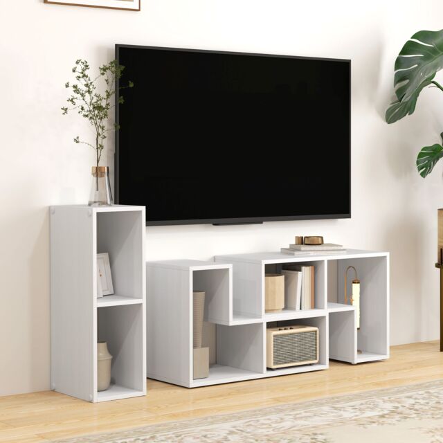 HOMCOM TV Unit for TVs up to 75 Inches, Free Combination TV Stand in White - image 1