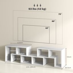 HOMCOM TV Unit for TVs up to 75 Inches, Free Combination TV Stand in White - thumbnail 3