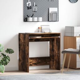 Berkfield Home Computer Desk Smoked oak Particle board Compact Simple in Brown - thumbnail 1