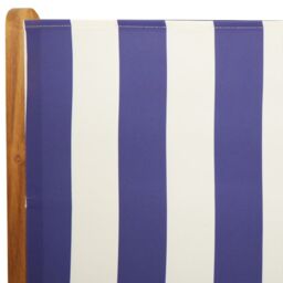 Berkfield Home Reclining Garden Chairs 6 pcs Blue & White Fabric & Solid Wood - thumbnail 9