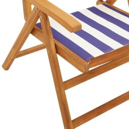 Berkfield Home Reclining Garden Chairs 6 pcs Blue & White Fabric & Solid Wood - thumbnail 8