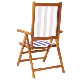 Berkfield Home Reclining Garden Chairs 6 pcs Blue & White Fabric & Solid Wood - thumbnail 6