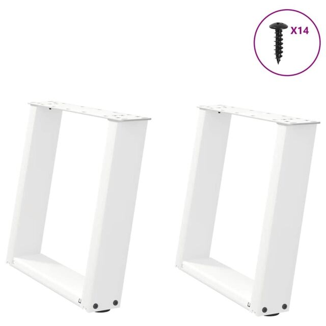 Berkfield Home Coffee Table Legs U-Shaped 2 pcs White 50x(42-43) cm Steel - image 1