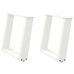 Berkfield Home Coffee Table Legs U-Shaped 2 pcs White 50x(42-43) cm Steel - thumbnail 2