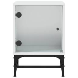 Berkfield Home Bedside Cabinet with Glass Door White 35x37x50 cm - Size: 35 x 37 x 50 cm - thumbnail 6
