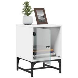 Berkfield Home Bedside Cabinet with Glass Door White 35x37x50 cm - Size: 35 x 37 x 50 cm - thumbnail 5