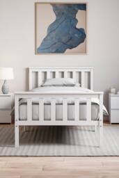 HD Designs Milan Single Double King Wooden Bed Frame High Foot Bedroom Furniture in White