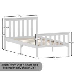 HD Designs Milan Single Double King Wooden Bed Frame High Foot Bedroom Furniture in White - thumbnail 3