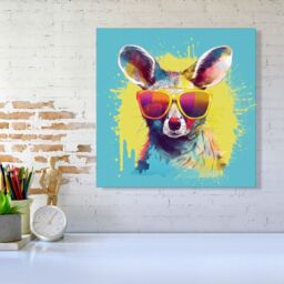 Warren Reed - Designer Splashart Wallaby In Glasses Canvas - Size: w10 inch x h10 inch - thumbnail 1