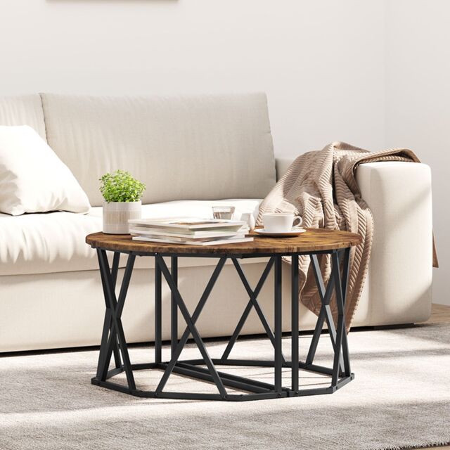 Berkfield Home Coffee Table - Smoked Oak, 80x80x42 cm, Made from Engineered Wood in Brown - Size: 80 x 80 x 42 cm - image 1