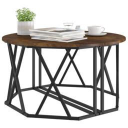 Berkfield Home Coffee Table - Smoked Oak, 80x80x42 cm, Made from Engineered Wood in Brown - Size: 80 x 80 x 42 cm - thumbnail 3