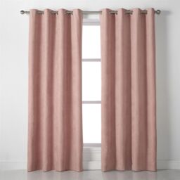 Luxury Living Velvet Chenille Eyelet Curtains Ready Made Pair in Pink - Size: 142 cm width x 137 cm drop - thumbnail 3