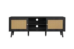 Birlea Croxley Large TV Unit Black Rattan Entertainment Stand - thumbnail 8