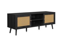 Birlea Croxley Large TV Unit Black Rattan Entertainment Stand - thumbnail 7