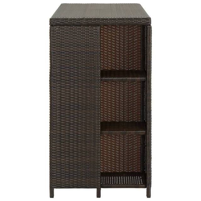 Berkfield Home Durable Bar Table with Storage Rack Brown 120x60x110 cm Poly Rattan - Size: 120 x 60 x 110 cm - image 1
