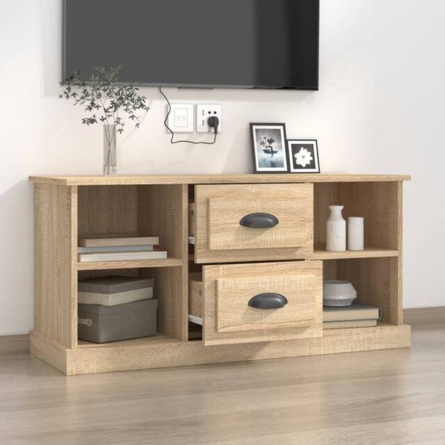 Berkfield Home TV Cabinet Sonoma Oak 99.5x35.5x48 cm Engineered Wood in Light Oak - image 1