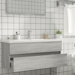 Berkfield Home Sink Cabinet Grey Sonoma 100x38.5x45 cm Engineered Wood - thumbnail 6