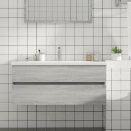 Berkfield Home Sink Cabinet Grey Sonoma 100x38.5x45 cm Engineered Wood - thumbnail 1