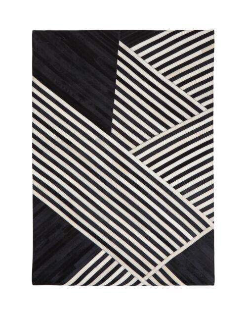 Orsina Bosie Safira Small Black & White Hair on Leather Rug - image 1