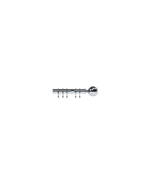 New Edge Blinds 28mm Nikola Ball End Metal Curtain Pole Set - Chrome in Metallic Silver - Size: 400 cm - image 1