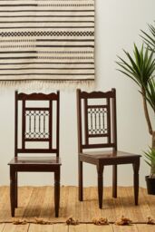Orsina Dark Sheesham Wood Dining Chair, Vintage Kitchen Chair for Dining, Wooden Dining Table Chair, Dining Chair in Brown - thumbnail 3