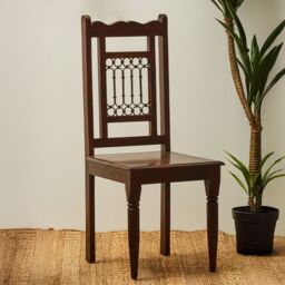 Orsina Dark Sheesham Wood Dining Chair, Vintage Kitchen Chair for Dining, Wooden Dining Table Chair, Dining Chair in Brown