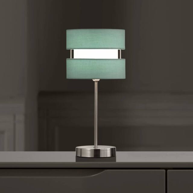 K LIVING Chrome Table Lamp with Layer Fabric Shade Duck Egg in Blue - image 1