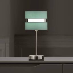 K LIVING Chrome Table Lamp with Layer Fabric Shade Duck Egg in Blue - thumbnail 2
