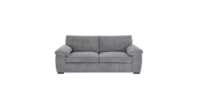 LUXURY LIFE Collingdale Jumbo Cord Fabric 3 Seater Sofa in Grey