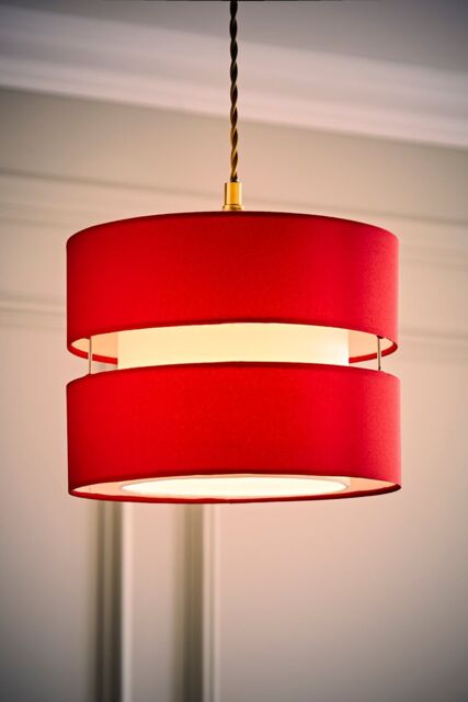 ValueLights Sophia Small 26cm Drum Easy Fit Ceiling Light Lamp Shade with Bulb in Red - Size: 10 inches - image 1