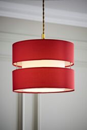 ValueLights Sophia Small 26cm Drum Easy Fit Ceiling Light Lamp Shade with Bulb in Red - Size: 10 inches - thumbnail 2