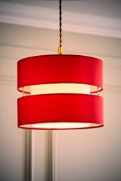 ValueLights Sophia Small 26cm Drum Easy Fit Ceiling Light Lamp Shade with Bulb in Red - Size: 10 inches - thumbnail 1