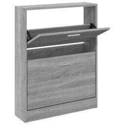 Berkfield Home Shoe Cabinet Grey Sonoma 59x17x81 cm Engineered Wood - Size: 59 x 17 x 81 cm - thumbnail 2