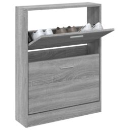 Berkfield Home Shoe Cabinet Grey Sonoma 59x17x81 cm Engineered Wood - Size: 59 x 17 x 81 cm - thumbnail 3